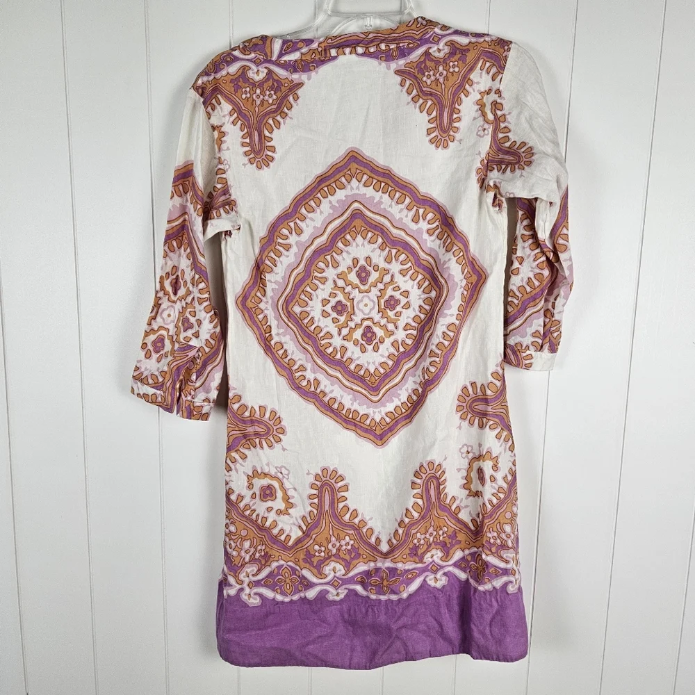 J Crew Dress Womens Linen Blend Shift Boho Colorful Resort Beach Vacation